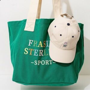 Frasier Sterling Sport Tennis Hat Cream/Navy & Rainbow Logo Tote Bag Cream/Green